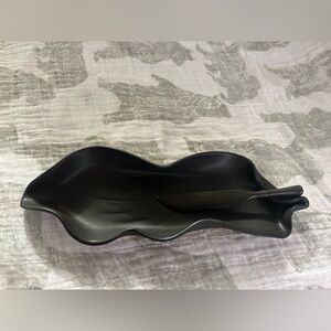 Hillborn Studio Pottery Leaf Dish with Wood Server